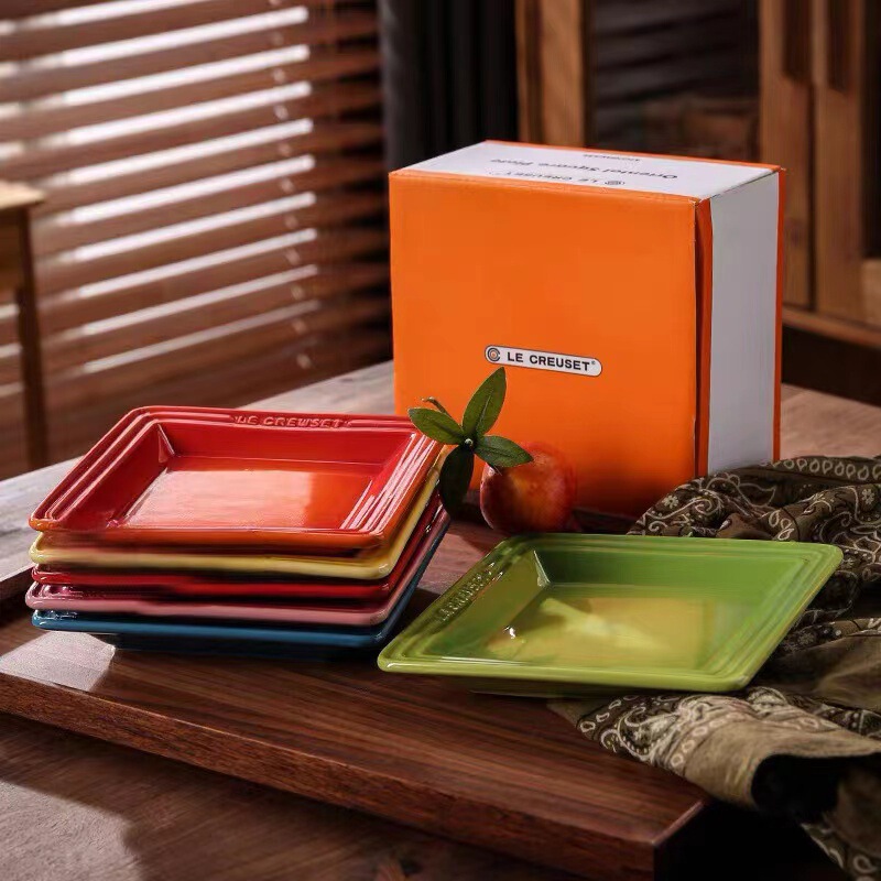 Cool Color Series Le 6inch 8inch Square Plate Colorful Plate French Tableware Diamond-Shaped Flat Plate Gift Plate