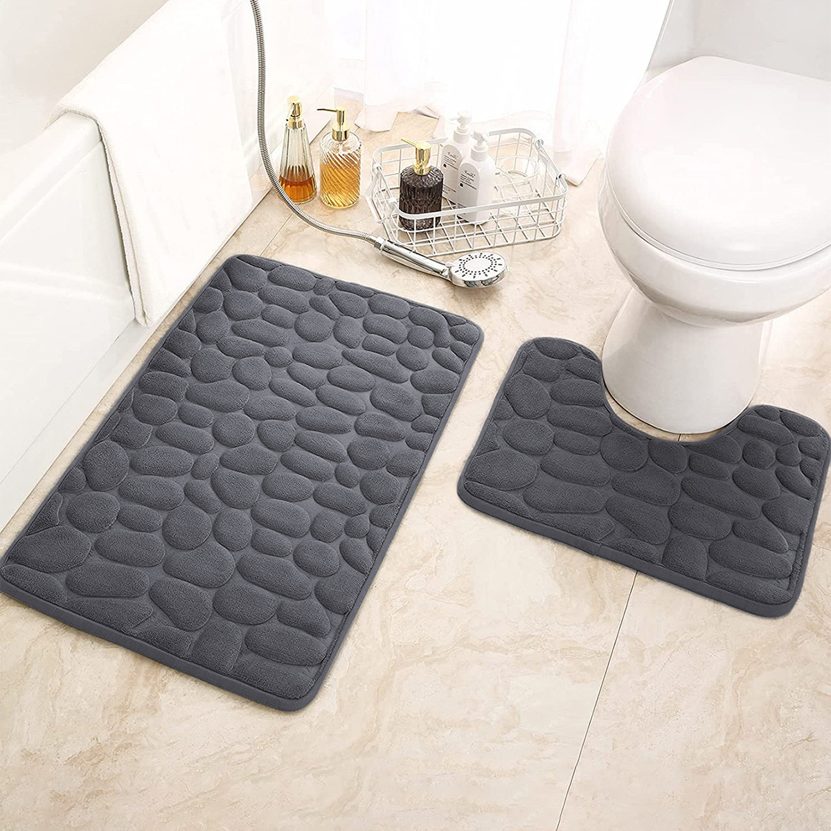 Explosiones transfronterizas de guijarros cabeza de almohadilla de algodón memoria de baño de absorción de agua puerta almohadilla antideslizante almohadilla de suelo