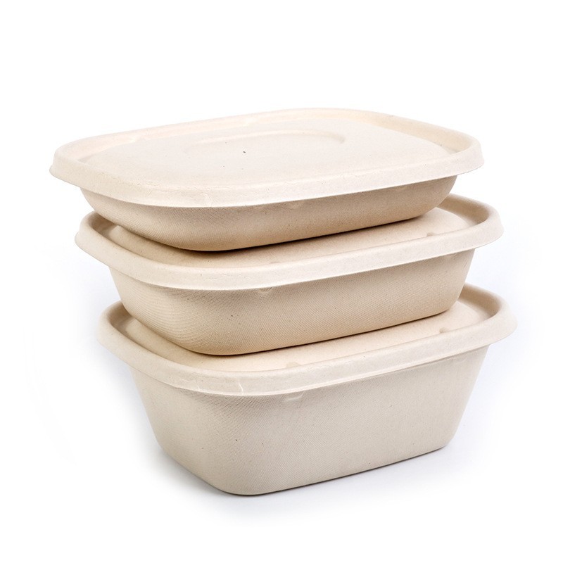 Caja de embalaje desechable para llevar en forma de U caja de almuerzo pulpa degradable caja de comida rápida ensalada de comida ligera caja de almuerzo bento