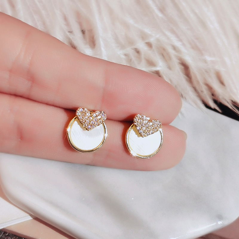 Fashion Heart-shape Rhinestone Circle Earrings display picture 6