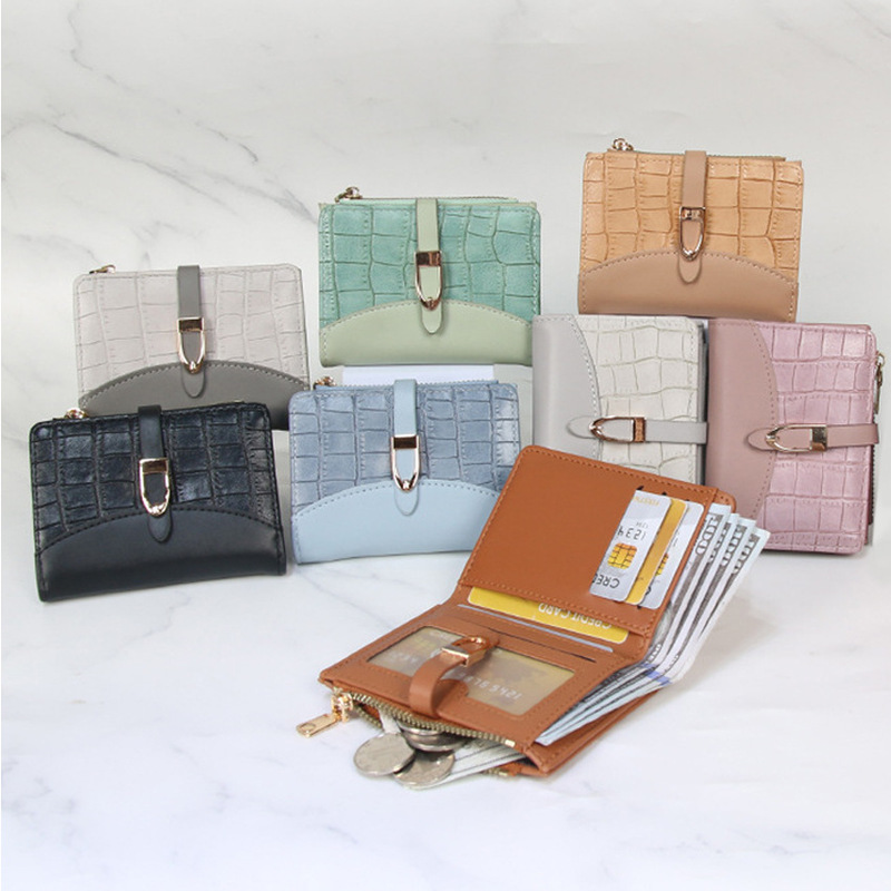 Fashionable Stone-Patterned Short Women's Card Holder and Wallet Combo with a High-End Feel, Large Capacity, Multiple Card Slots, Popular Money Clip Wallet