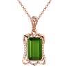 Golden zirconium emerald, rectangular pendant, pink gold, with gem, European style