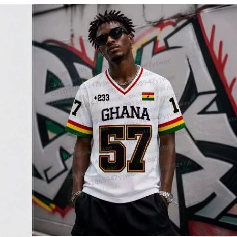 Ghana Flag 3D Printed Sports Quick-Dry Breathable Men's T-Shirt Outdoor Football Jersey for Fans Loose Street Style