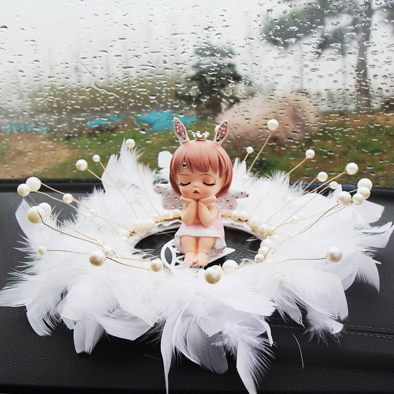 Adornos de coche Annie de diamantes adornos de coche ángel resina linda niña de dibujos animados interior del coche regalo de cumpleaños