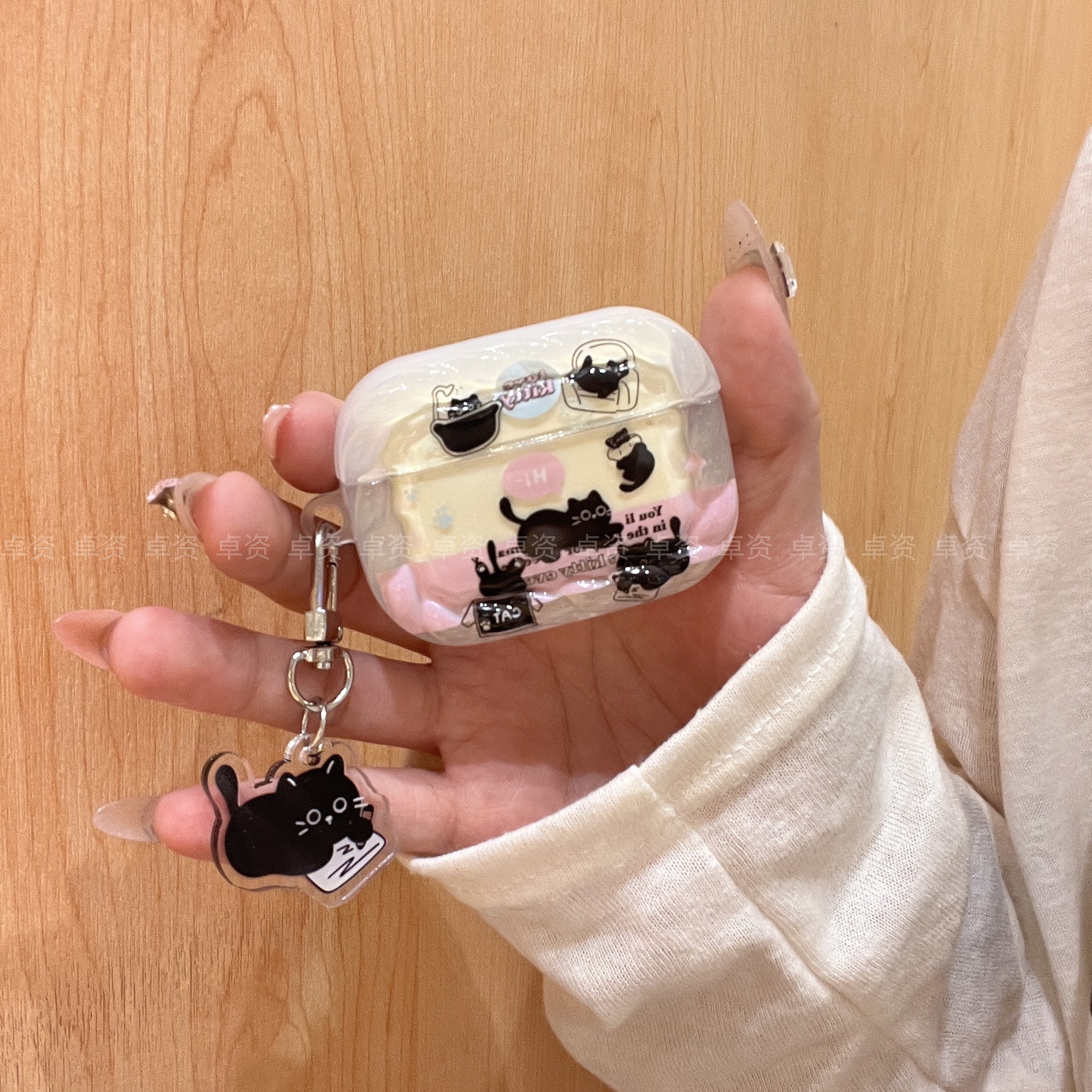 Funda Protectora para Auriculares con Diseño de Gato Negro de Dibujos Animados, Compatible con Apple Airpods 4, Airpods Pro 3