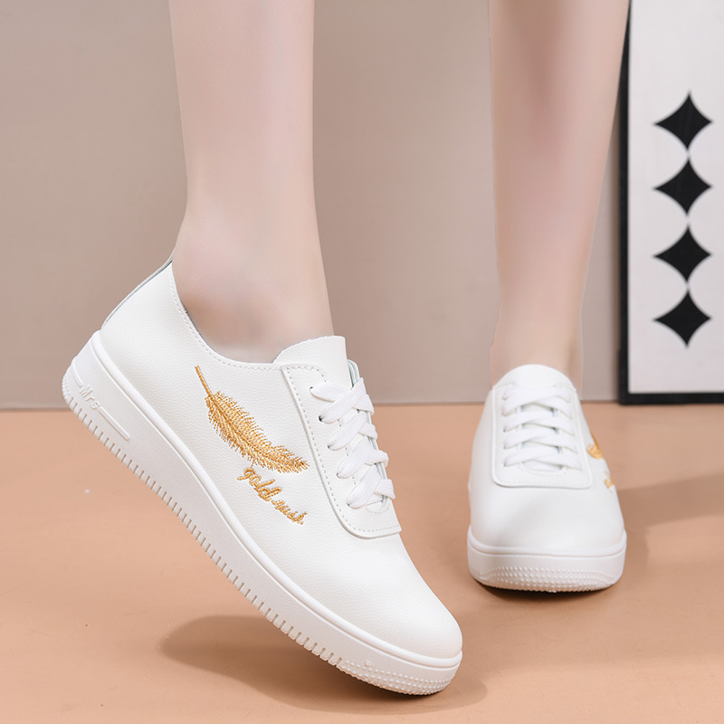 White Shoes for Women, New Spring Style, Fashionable Flat-Soled Student Casual Sports Running Shoes, Leather Shoes for Women White Shoes for Women, New Spring Style, Fashionable Flat-Soled Student Casual Sports Running Shoes, Leather Shoes for Women