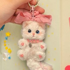 ツイストスティック完成品子猫かわいいぬいぐるみ手作り完成品玩具女の子プレゼントバッグストラップ