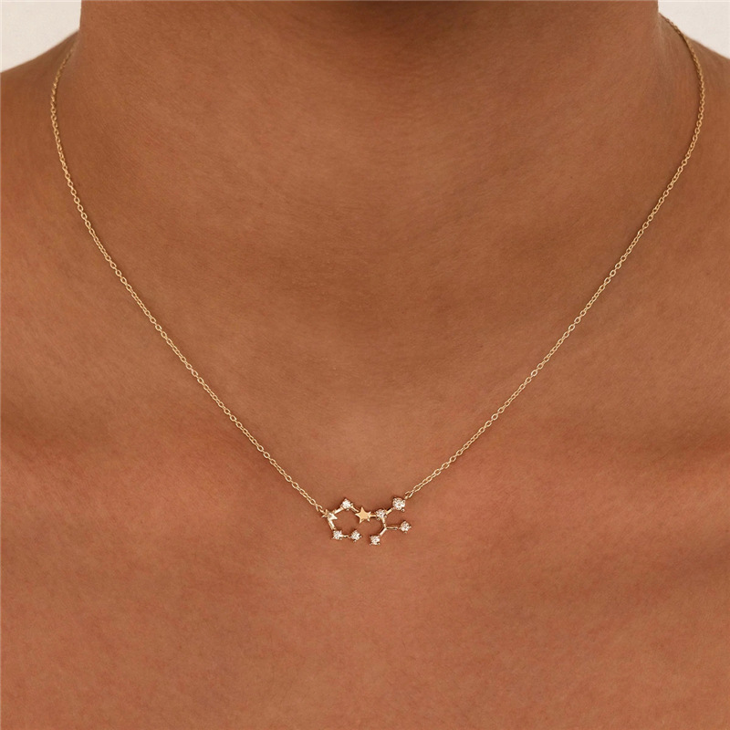 Fashion Constellation Silver Plating Inlay Zircon Necklace 1 Piece