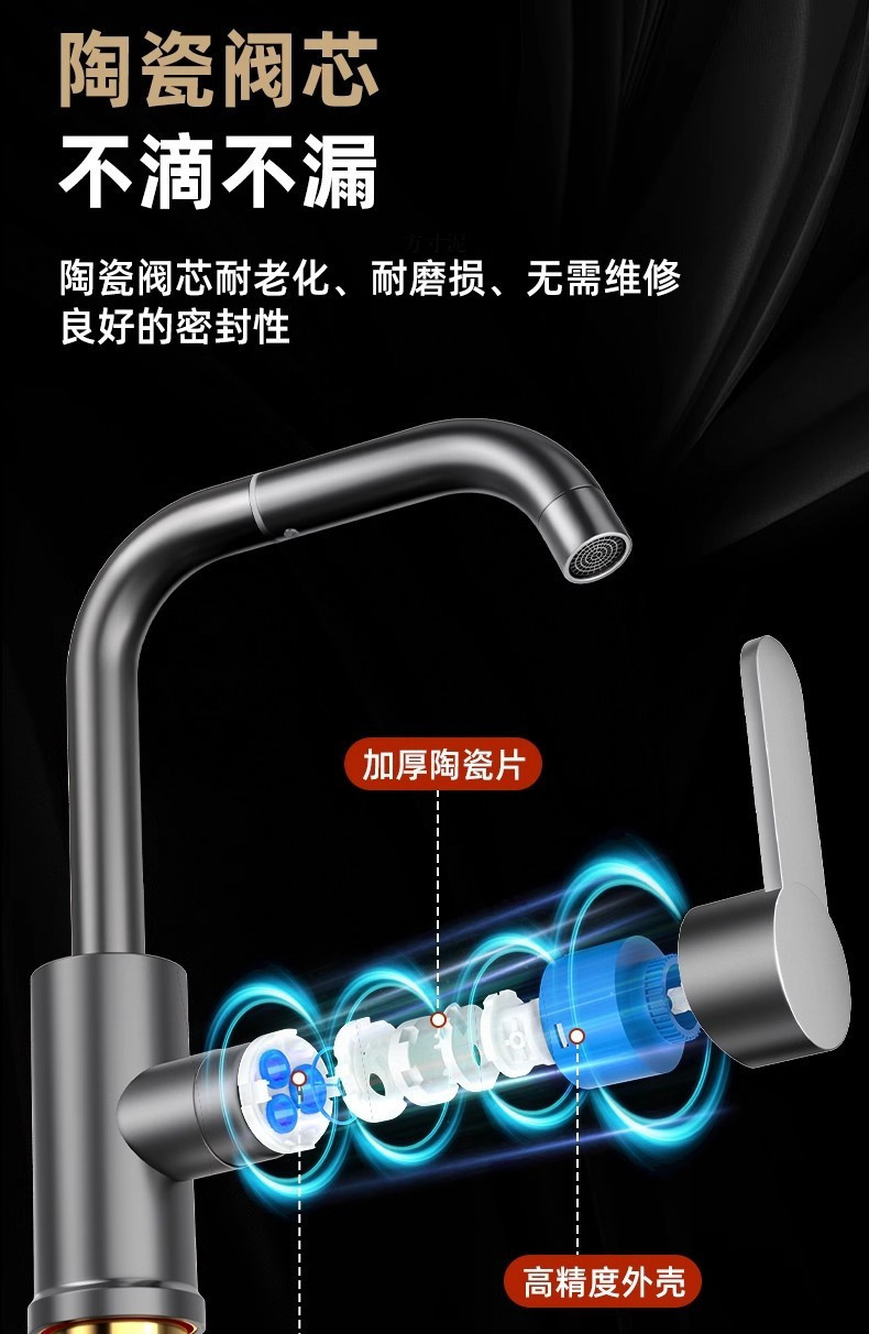 Washbasin faucet, hot and cold, household bathroom washbasin, multi-functional washing basin, all-copper countertop basin faucet factory undefined