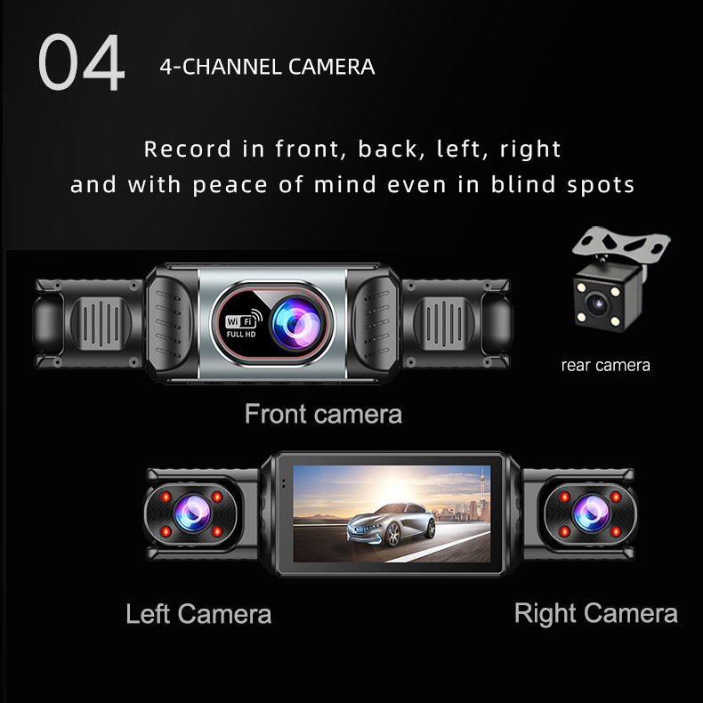 2026 Amazon's Best-Selling Car Dvr Ultra-Clear 4K Front and Rear Three-Way Recording Wifi Mobile Phone Connected Driving Recorder