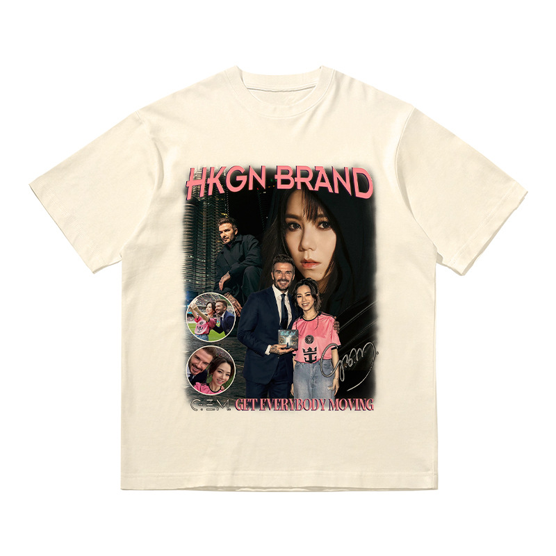 Deng Ziqi Beckham impresa camiseta de manga corta de cuello redondo suelta estrella de moda de fútbol