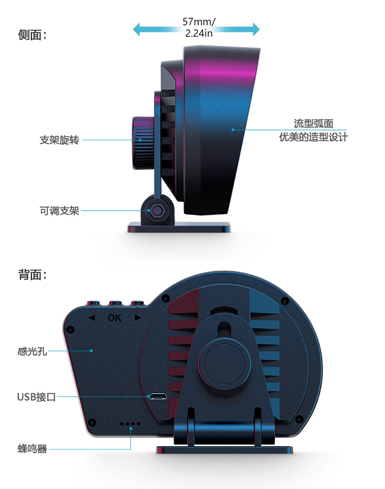 Car Universal Head-Up Display, In-Car Hud, Multi-Function Speedometer, Gps High-Definition Head-Up Display, Large Screen