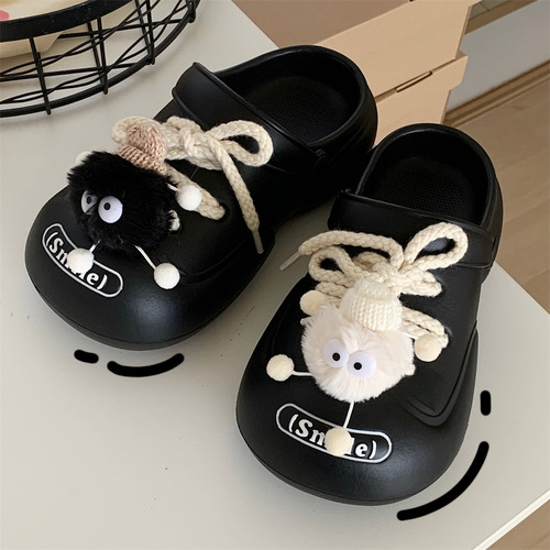 New cartoon fun cute plush coal ball shoe buckle DIY shoe decoration hole shoe 3D buckle accessory