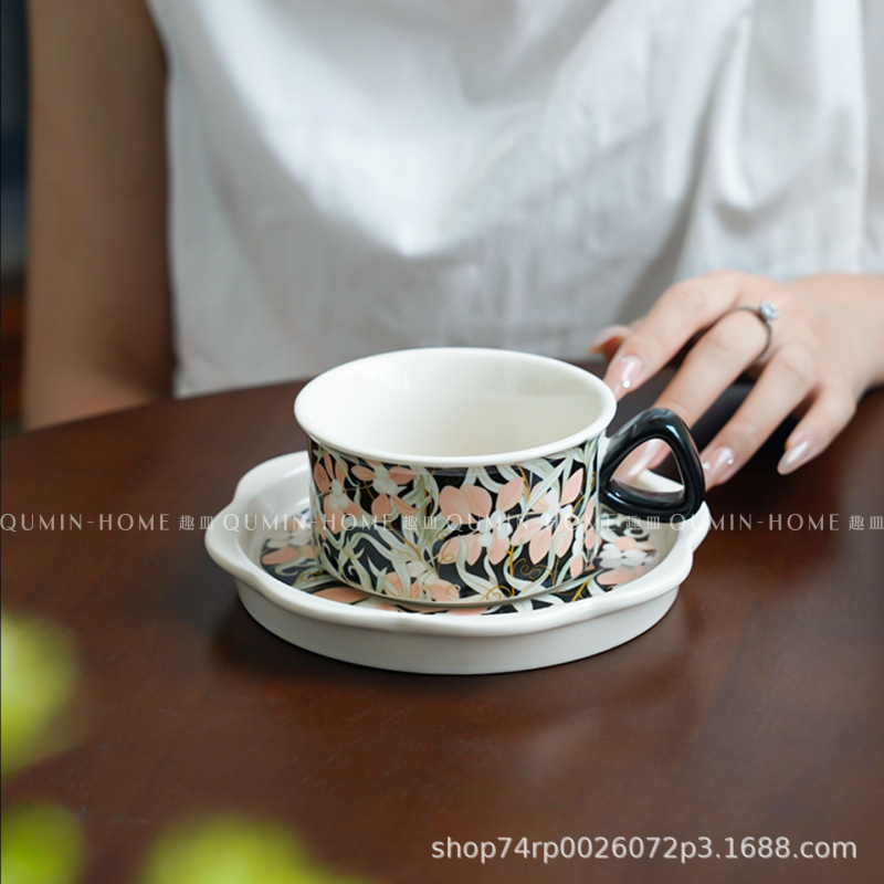 复古陶瓷咖啡杯碟礼盒家用茶杯拉花杯高颜值马克杯喝水杯子|undefined