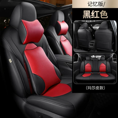 Modelə uyğun (Original) oturacaq örtükləri — leather material car seat cover - black-and-red-memory-foam-deluxe-edition-wear-resistant-leather