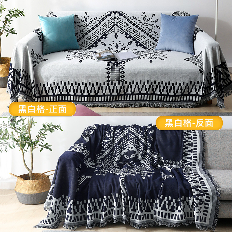 Nordic Internet celebridad sofá manta de doble cara cubierta completa sofá cojín de tela estilo ins Four Seasons universal de algodón de lino cubierta de la toalla del sofá
