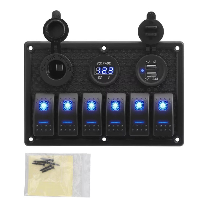 Cross-Border Yacht Control Panel Combination 6+3 Rv Modified Boat-Type Switch Panel USB Charger Voltage