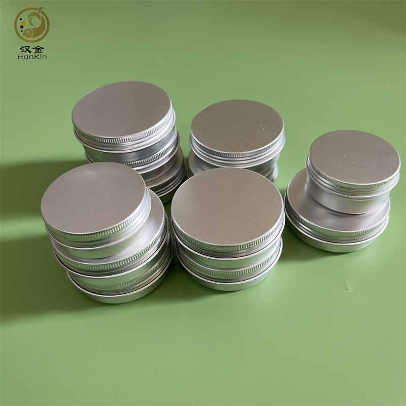 50g润肤脂膏雪花膏盒 60ml铝罐银色本色螺纹鱼线铝盒