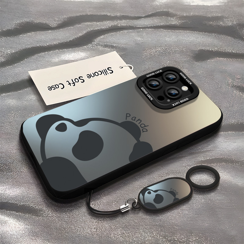 Panda Iphone17Promax Mobile Phone Protective Case New Model 17Air Full Cover Apple 16 with Lanyard Anti-Fall Soft