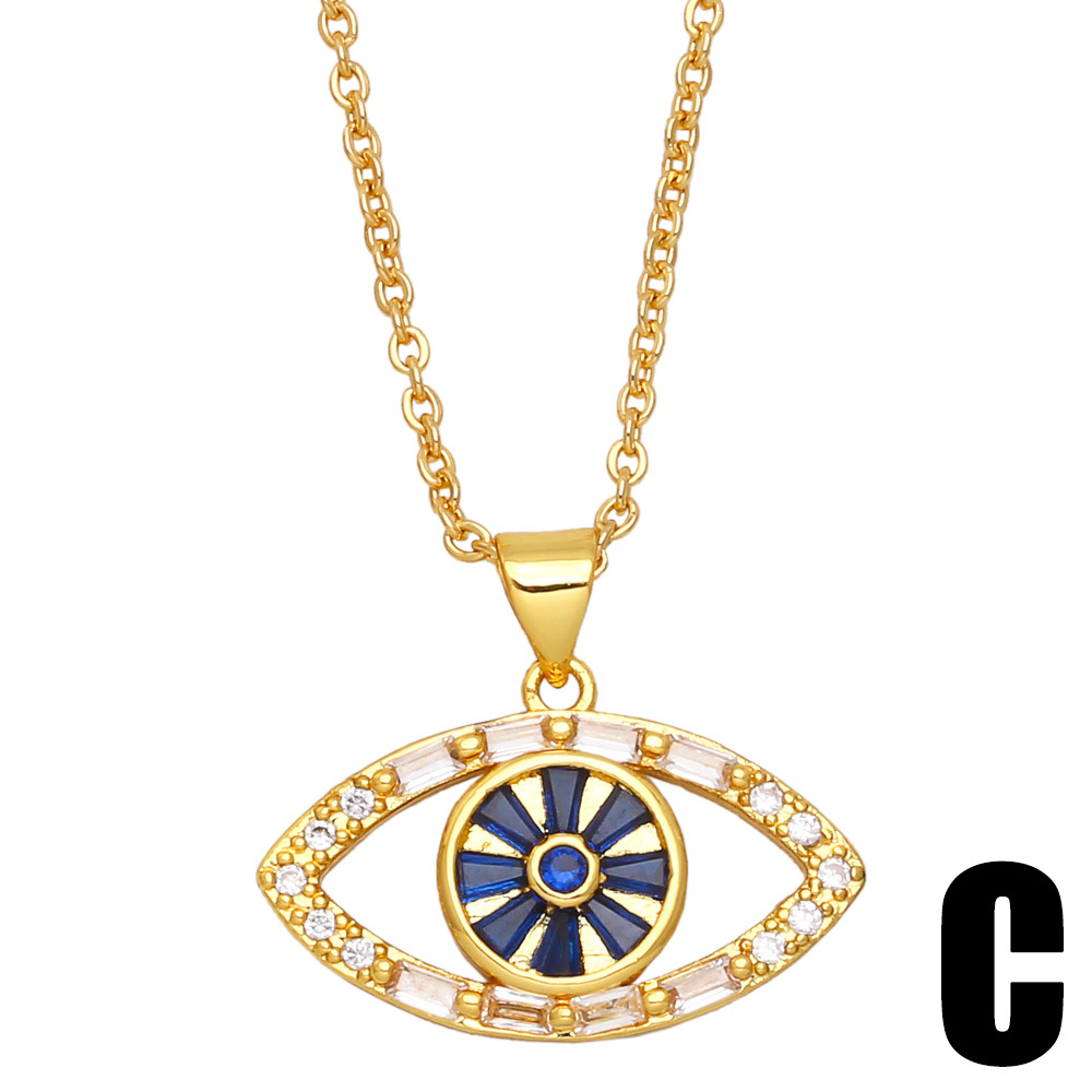 Fashion Devilu0027S Eye Copper Pendant Necklace Enamel Inlay Zircon Copper Necklaces
