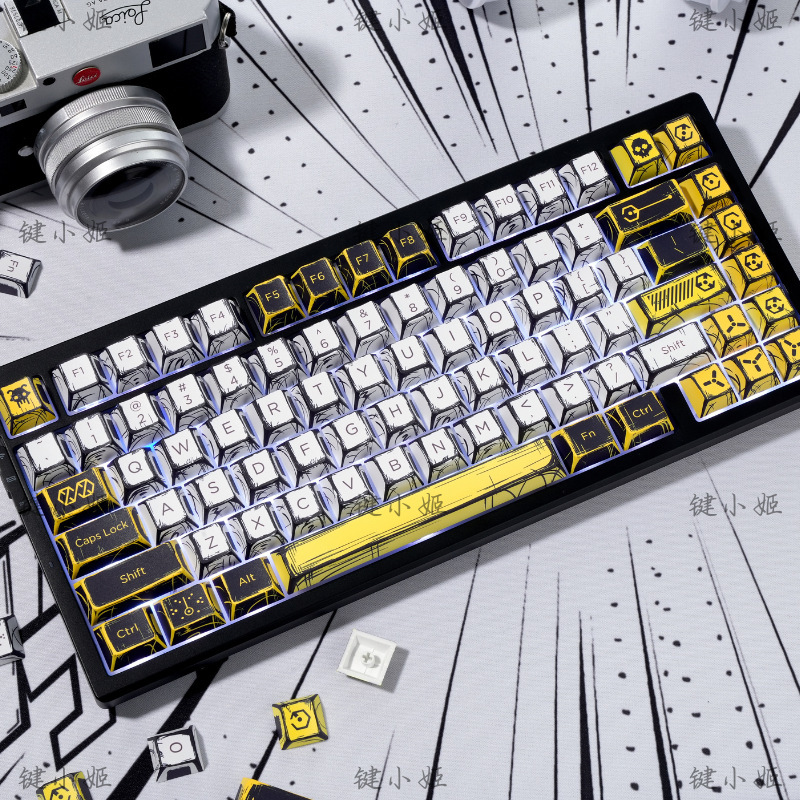Comic-Style Virtual War-Themed (Boxed) Keycaps, Translucent Pbt Five-Sided Dye-Sublimation Custom Keyboard
