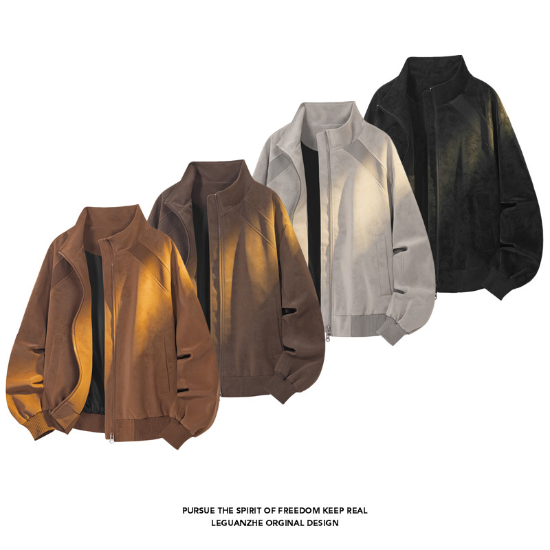 American retro pilot jacket, men's spring/autumn sporty minimalist loose-fit casual cleanfit top
