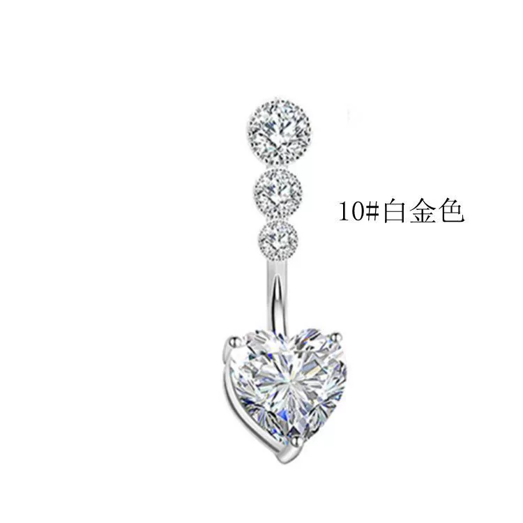 Пупочная подвеска (Emperor Jewelry) 316L нержавеющая сталь, сердечко и бант CZ, 16×1.0 мм