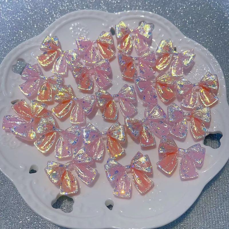 【悬浮爆闪小蝴蝶结】卡28×25mm萤火虫夜光 手工DIY饰品-树脂花|undefined