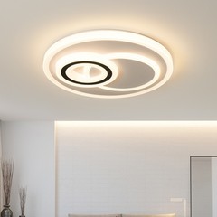 塑料led吸頂燈圓形客廳燈燈具臥室燈現代簡約臥室燈餐廳書房燈飾