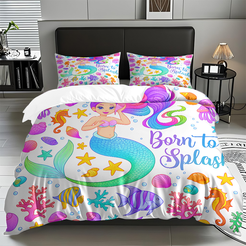 TEMU / JIT transfronterizo dibujos animados sirena digital impresión quilt kit fuente fábrica directa