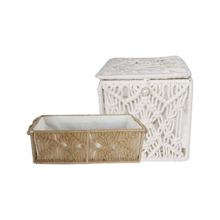 Hand-woven cotton rope square storage box Nordic cosmetic finishing basket hemp rope desktop snack storage basket
