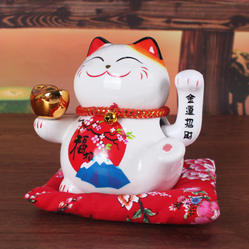 6-inch electric shaking lucky cat small ornaments, home living room gifts, ceramic creative store opening ornaments