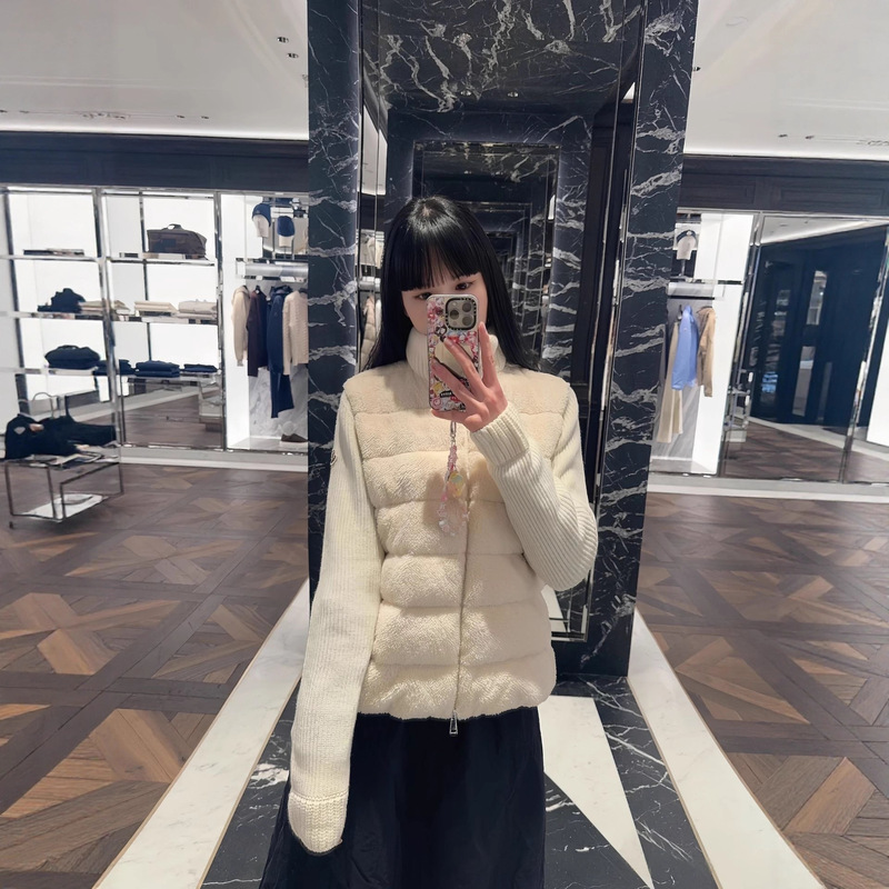 2025m Home down Jacket New Teddy Velvet Women's Long Sleeve down Jacket with Knitted Stand Collar down Warm Jacket 2025m Home down Jacket New Teddy Velvet Women's Long Sleeve down Jacket with Knitted Stand Collar down Warm Jacket