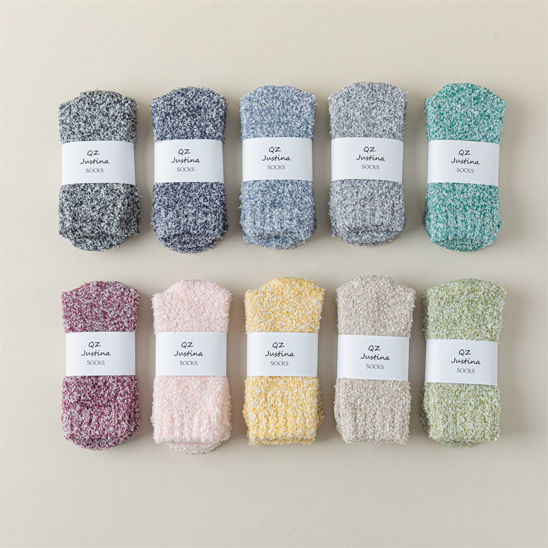 Women's Coral Fleece Mid-Calf Socks, Slipper Socks, Sleep Socks, Anti-Slip Socks with Grip Women's Coral Fleece Mid-Calf Socks, Slipper Socks, Sleep Socks, Anti-Slip Socks with Grip
