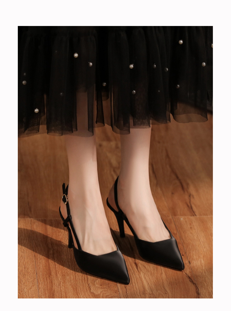 7755D Front Wrap Back Open Sandals Thin Heel High Heels Commuting Versatile Style High-end Professional Women's Shoes_voghion.com