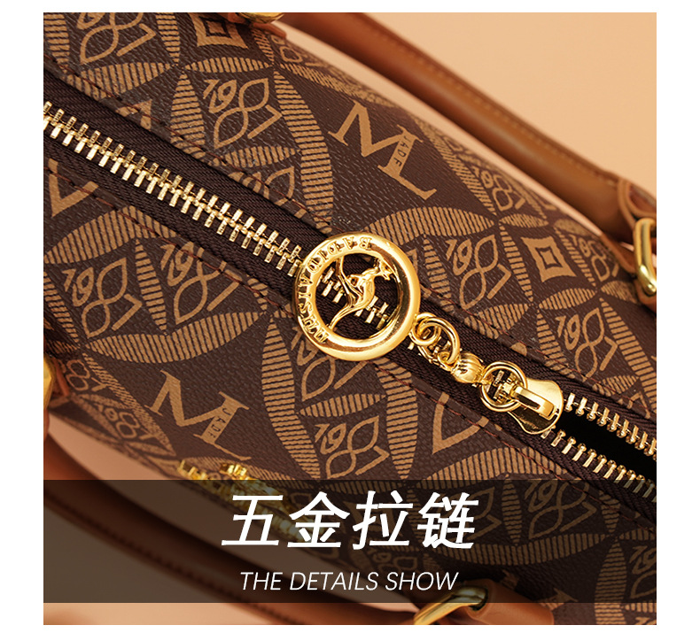 This year's popular cross-border handbag for women is the 2024 new printed letter texture light luxury Boston handbag and single-shoulder bag Item Picture