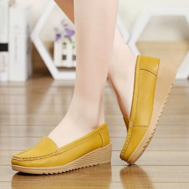 Обувь Удобная Однослойная обувь из мягкой кожи Doudou Mom, женская обувь, обувь на мягкой подошве, кожаные туфли с мелким вырезом и ленивым сухожилием