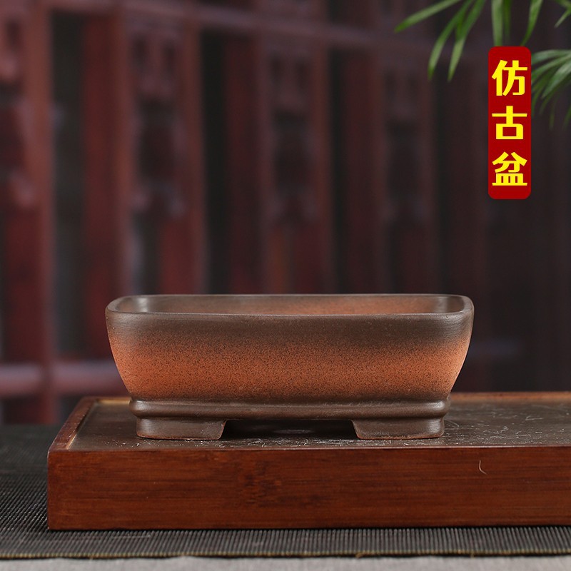 Antiguo púrpura arena maceta fábrica al por mayor grande rectangular suculenta gres bonsai simple orquídea especial maceta