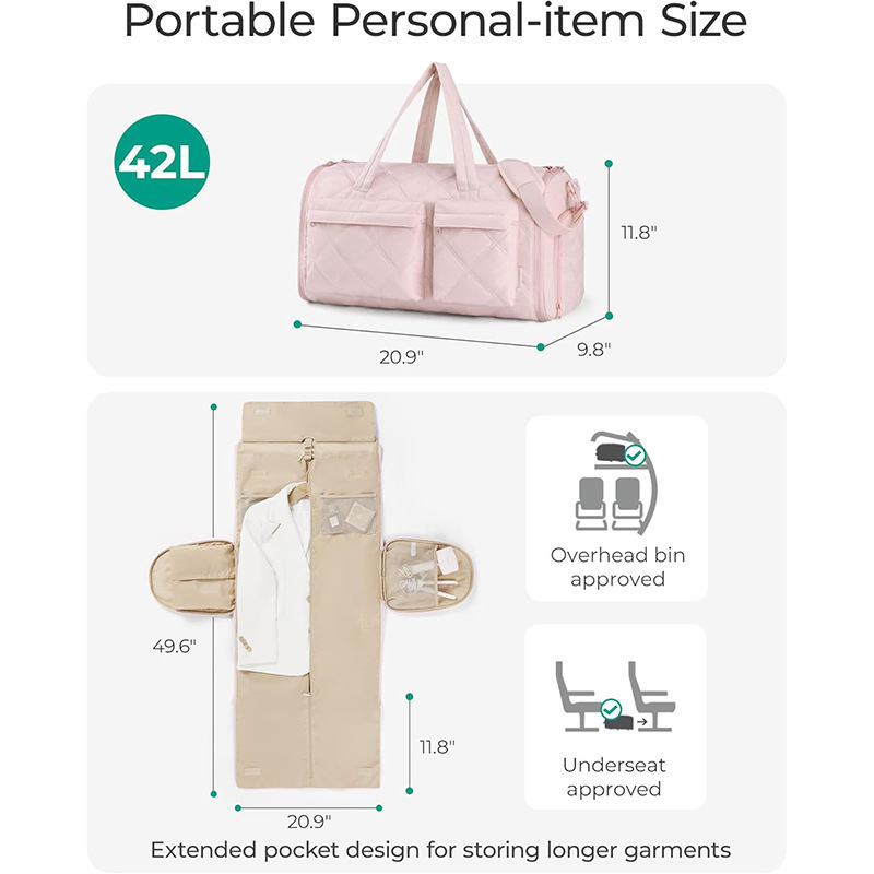 Nueva bolsa de ropa, ropa convertible, bolsa de lona, bolsa de traje, bolsa de viaje, bolsa de lona con compartimento para zapatos