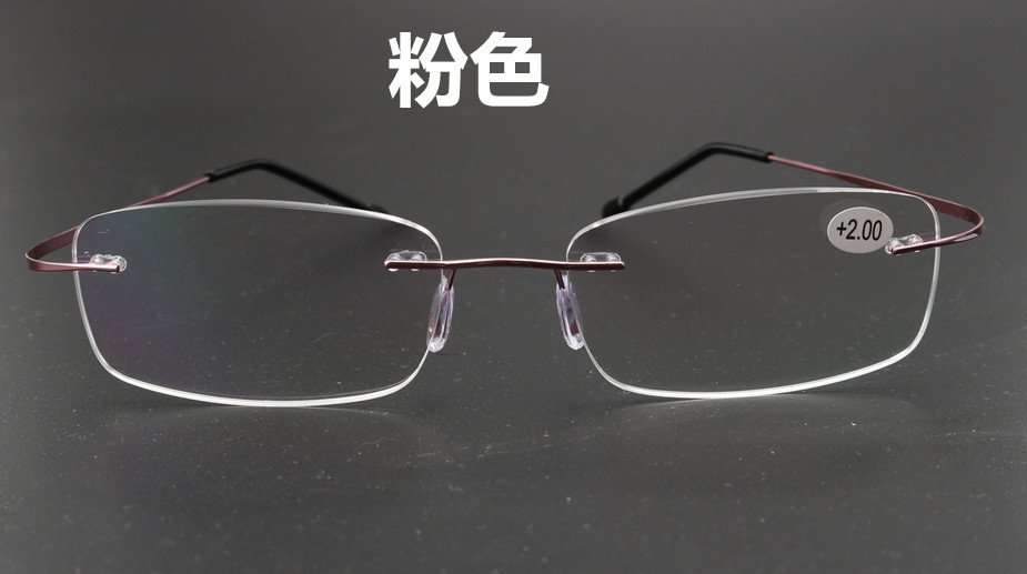 ファッションビジネス合金フレームレス老眼鏡防ブルーライト超軽量超弾ヒンジなし老光鏡高精細男女メーカー