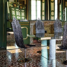 教堂椅聚碳酸酯设计师意大利家具餐椅椅子靠背艺术米兰餐桌椅凳子