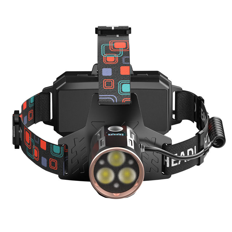 Nuevo transfronterizo LED multifuncional agitando inducción de luz de cabeza fuerte zoom luz de pesca de aventura al aire libre luz de cabeza