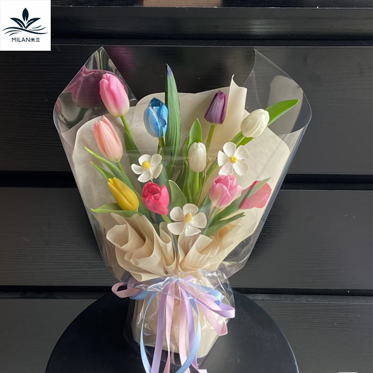 鲜花包装纸加厚透明玻璃纸卷 花艺包装材料加长70厘米防尘防水opp