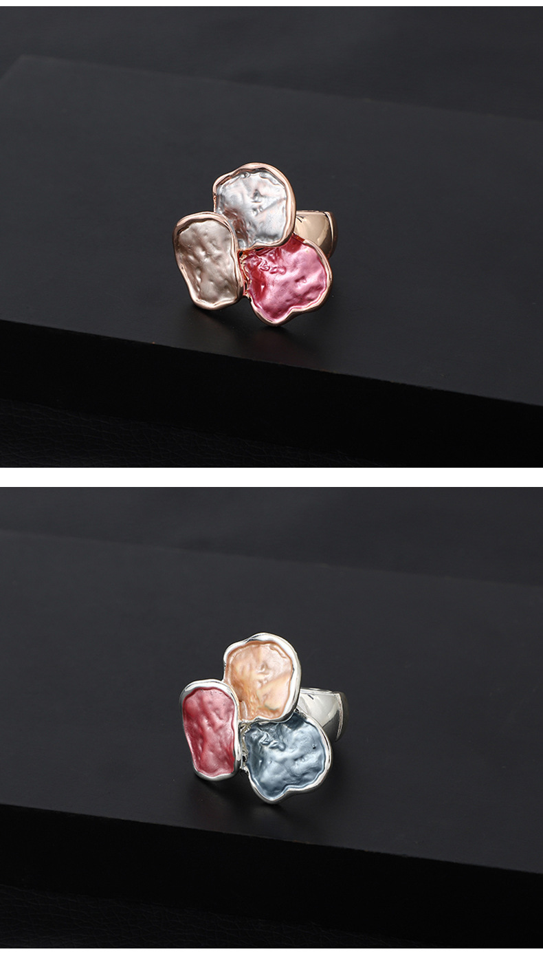 13g Weight Open Rings Classification Adjustable Ring Size 1 Piece Quantity Street Occasion Retro Flower Zinc Alloy Enamel Women's Open Rings