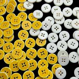 切片柠檬卡通DIY四眼纽扣 童装外套POLO衫发饰发夹洞洞鞋配件批发