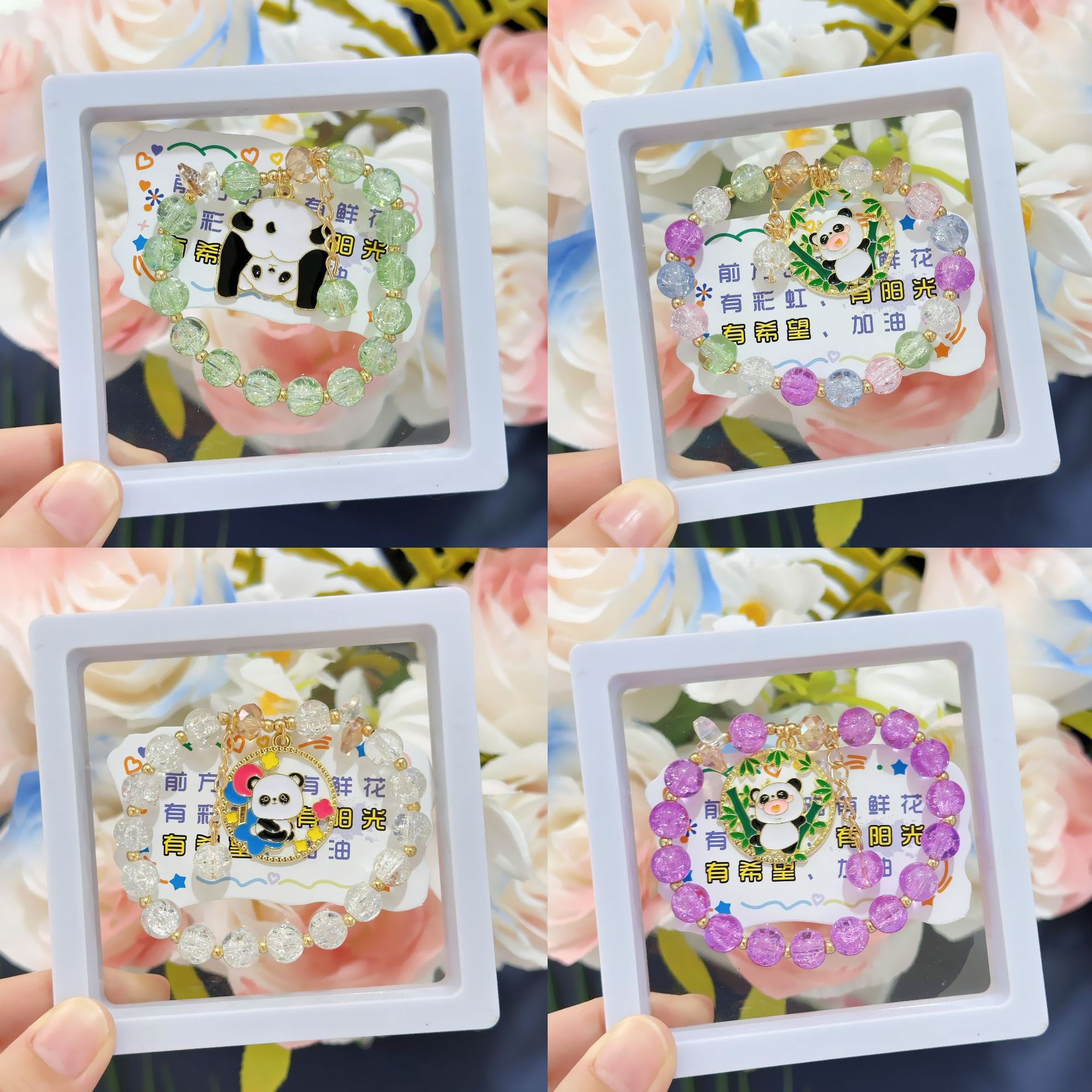 New Panda Bracelet Female Antique Tourist Area Niche Student Jewelry Popcorn Beaded Jewelry Factory Wholesale