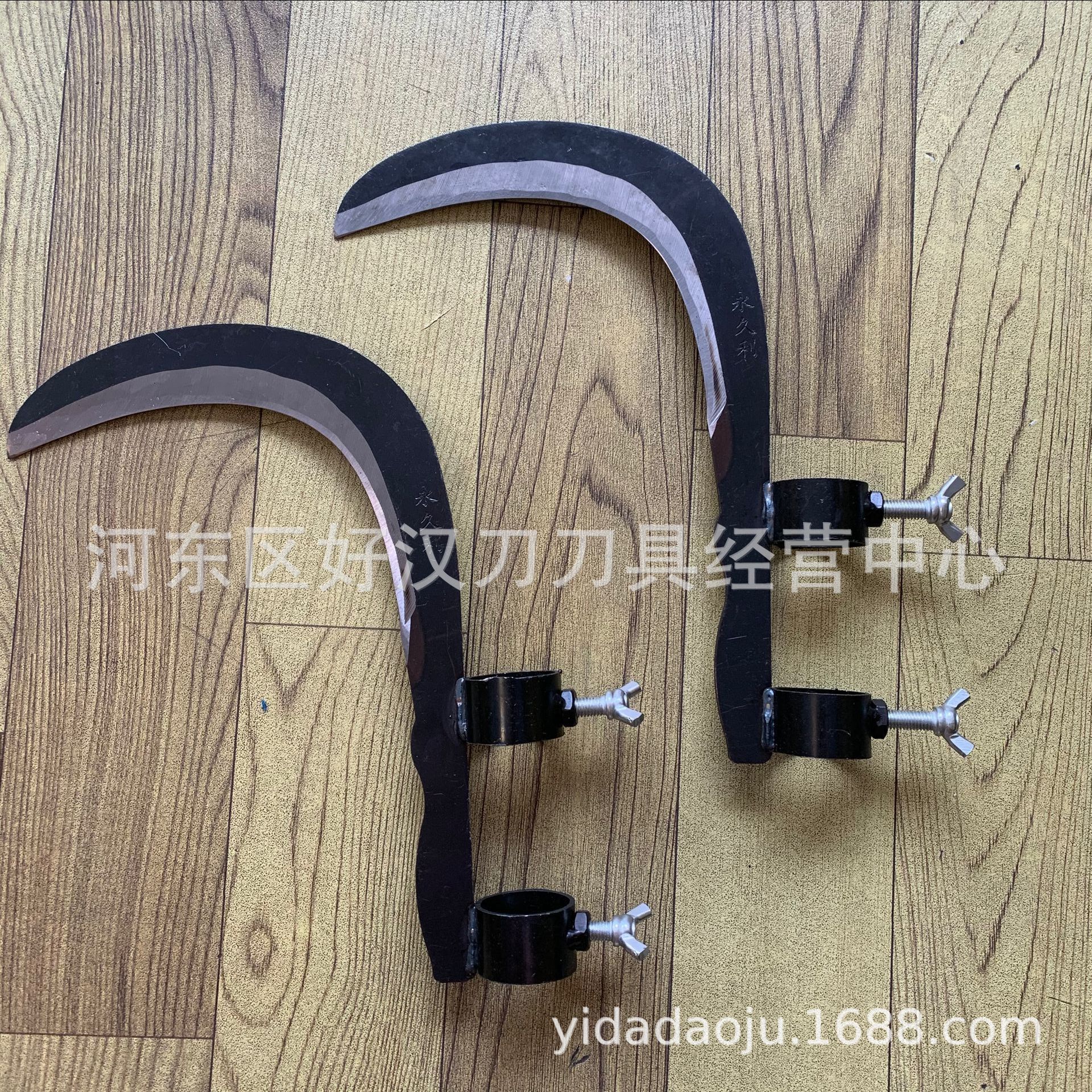 厂家供应锰钢大号槟榔刀可装长柄割草刀 户外野钓水草收割镰刀