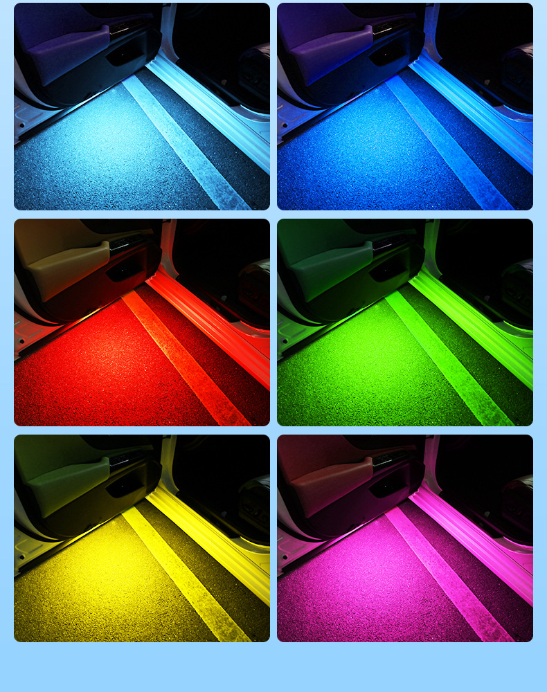 Car warning light anti-collision anti-chase tail light wiring-free door lighting colorful flash LED atmosphere welcome light