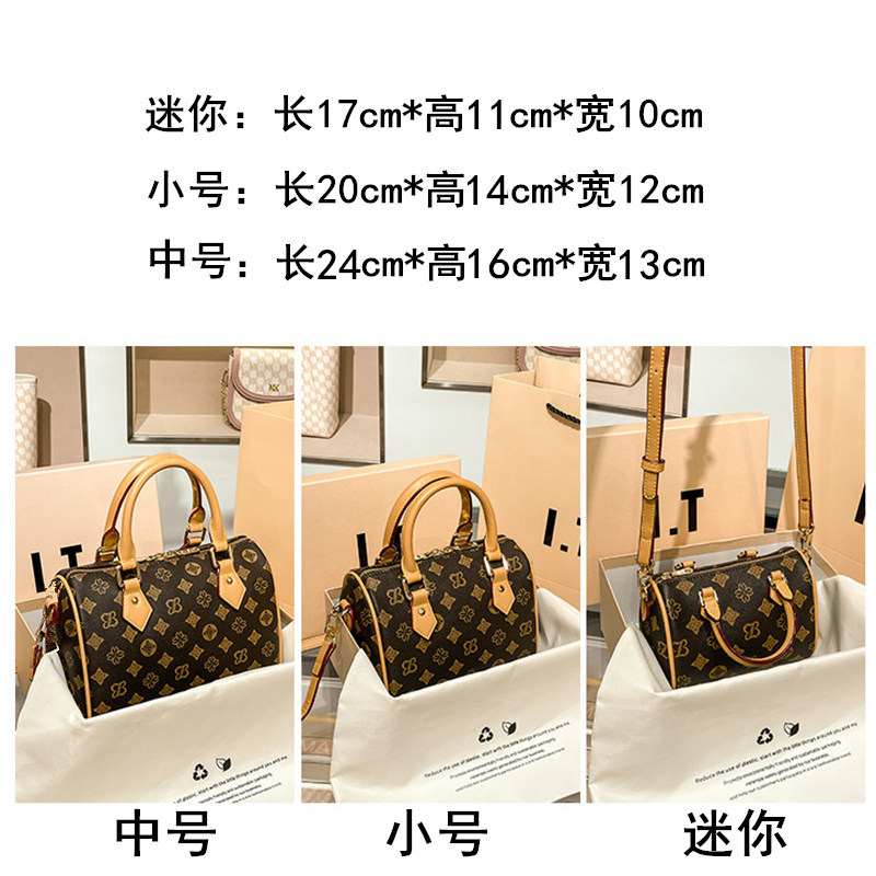 Genuine Leather Boston Pillow Bag Summer Women's New 2026 Luxury Monogram Mini Handbag Crossbody Bag
