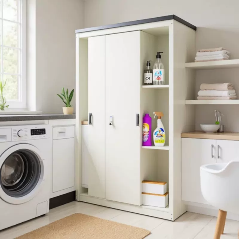 家用防晒防潮阳台置物柜阳台工具柜推拉门靠墙衣柜多层组合柜